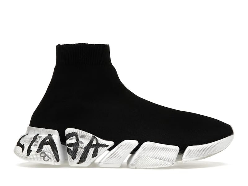 Balenciaga Speed 2.0 Graffiti Recycled Knit Black (Women's)