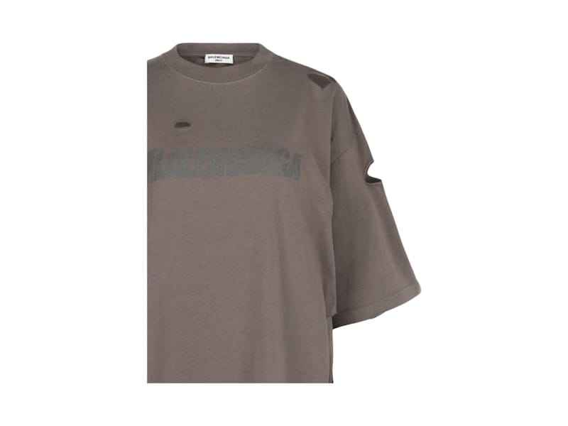 Balenciaga Distressed Graphic T-Shirt Taupe