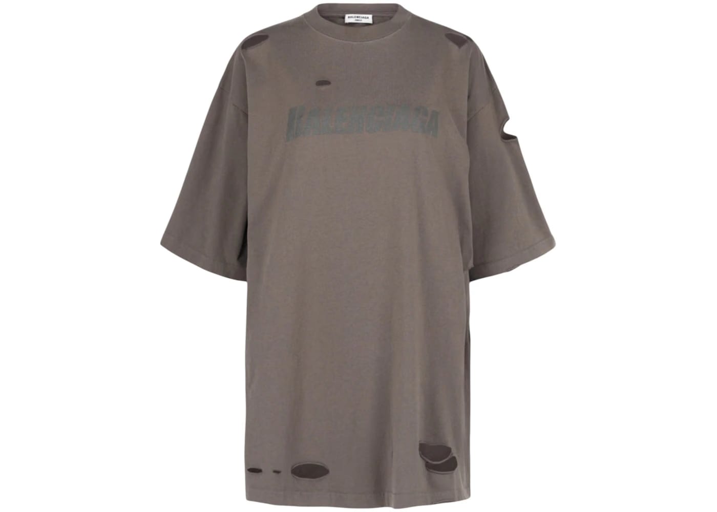 Balenciaga Distressed Graphic T-Shirt Taupe