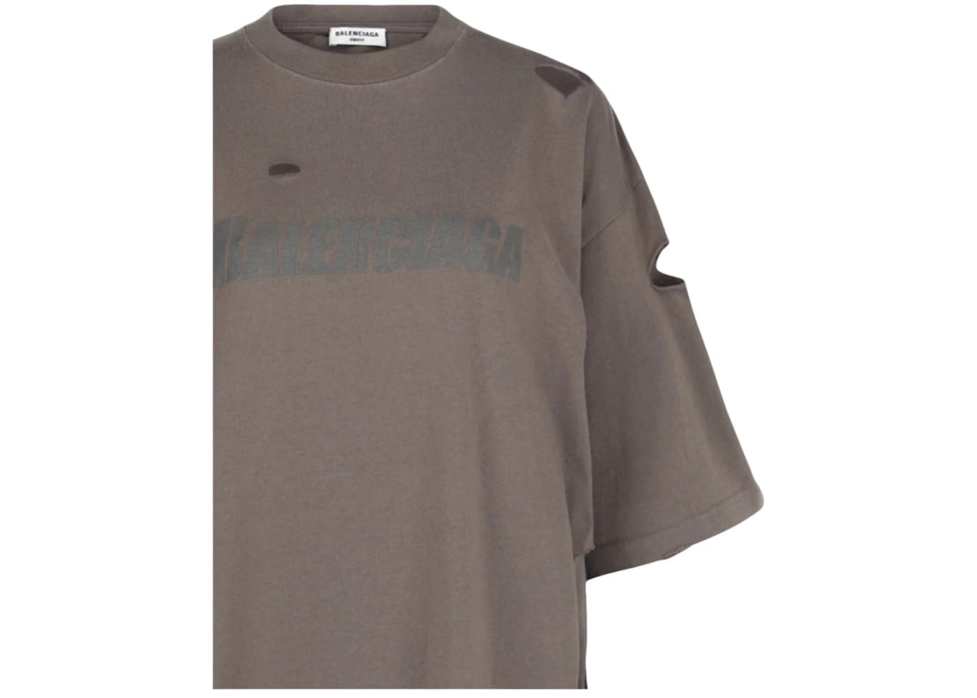 Balenciaga Distressed Graphic T-Shirt Taupe
