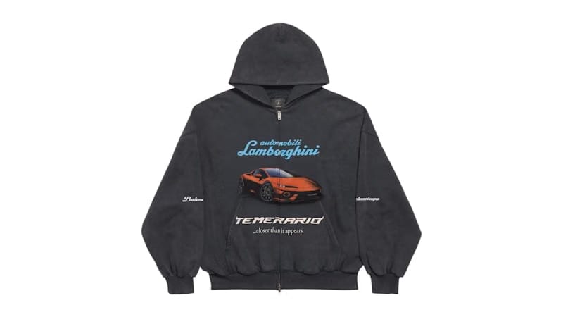 Balenciaga Automobil Lamborghini Zip-Up Small Fit Hoodie Faded
