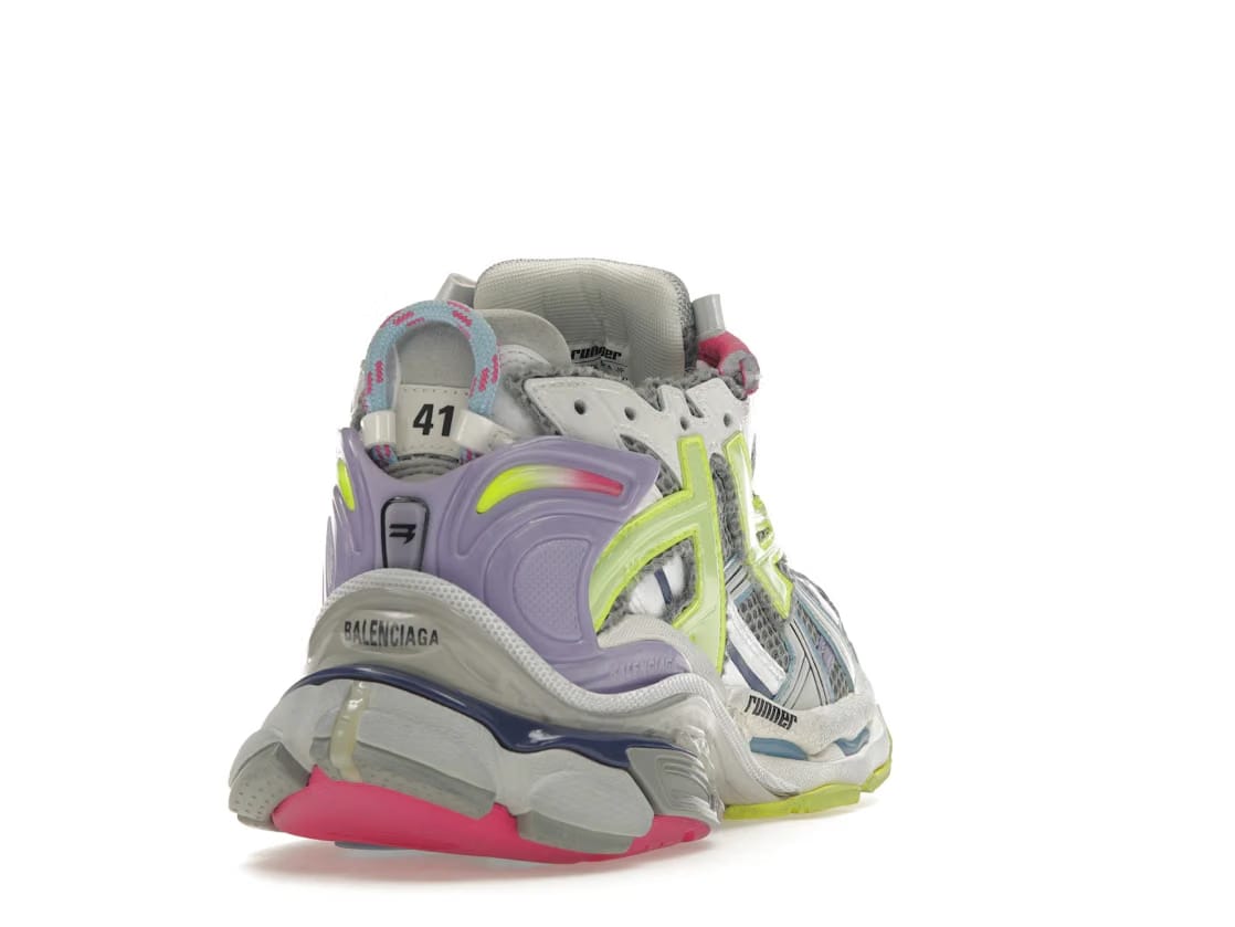 Balenciaga Runner Leather Free Grey Light Purple Neon Yellow White