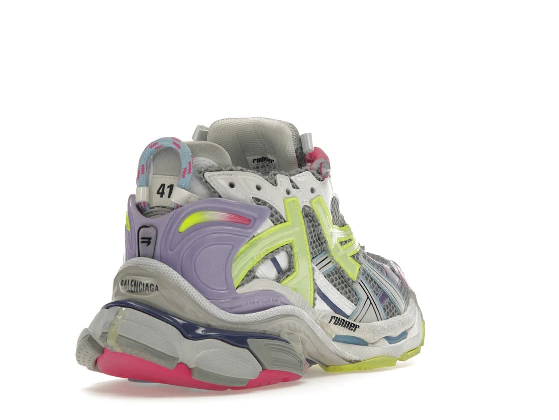 Balenciaga Runner Leather Free Grey Light Purple Neon Yellow White