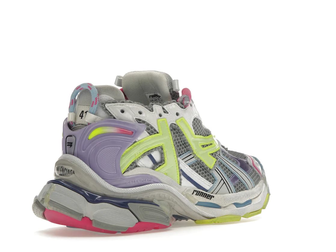 Balenciaga Runner Leather Free Grey Light Purple Neon Yellow White
