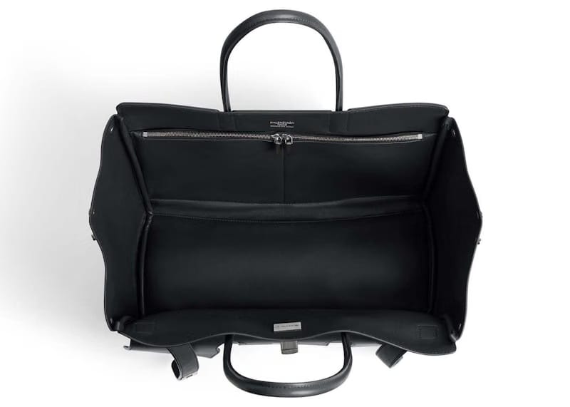 Balenciaga Bel Air Medium Carry All Bag Aged-Silver Hardware Black