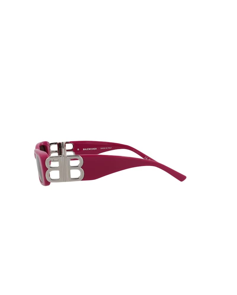 Balenciaga Square Rectangle Sunglasses Fuchsia/Silver/Grey (BB0096S-30008871-016)