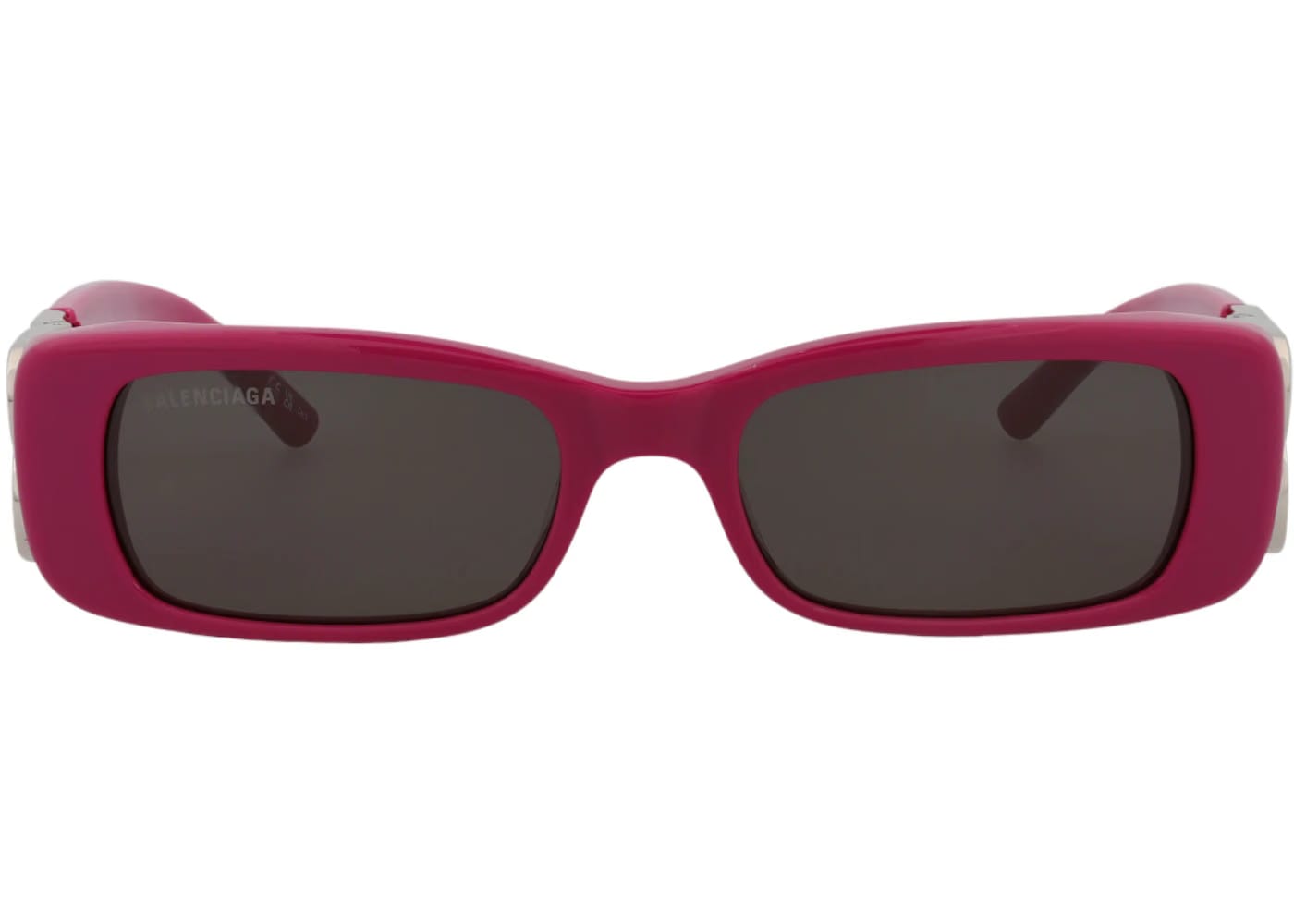 Balenciaga Square Rectangle Sunglasses Fuchsia/Silver/Grey (BB0096S-30008871-016)