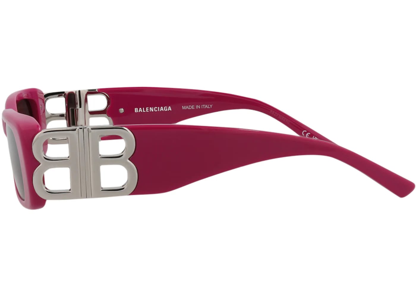 Balenciaga Square Rectangle Sunglasses Fuchsia/Silver/Grey (BB0096S-30008871-016)
