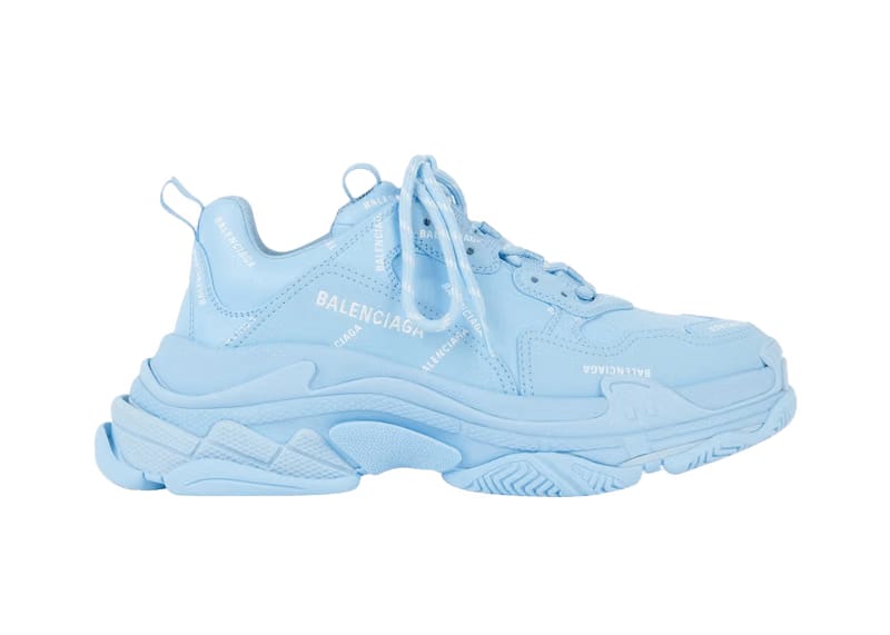Balenciaga All Over Logo Triple S Blue Grey Black