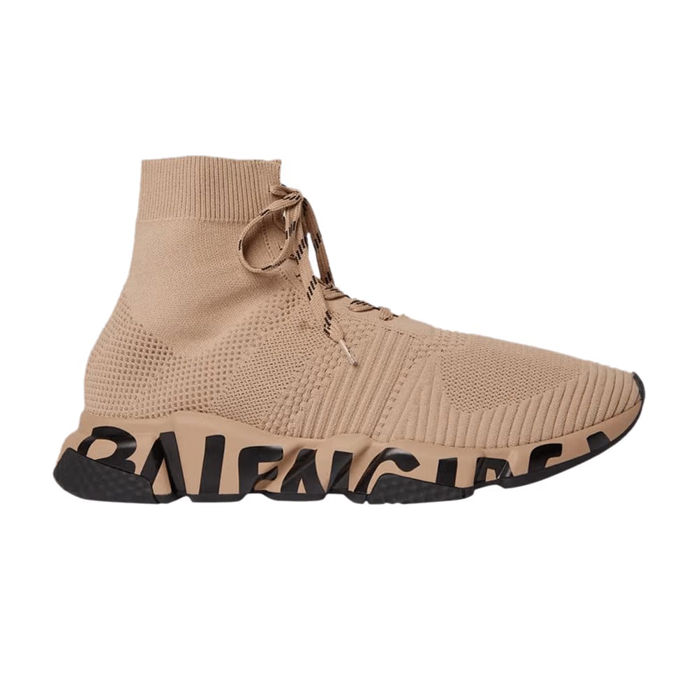 Balenciaga Speed Lace Up Graffiti Recycled Knit Graffiti Beige Black