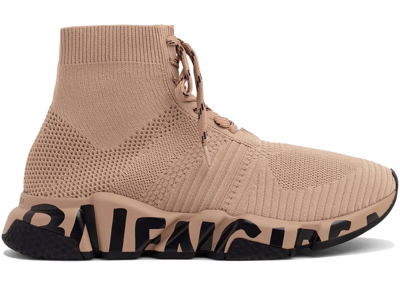 Balenciaga Speed Lace Up Graffiti Recycled Knit Graffiti Beige Black