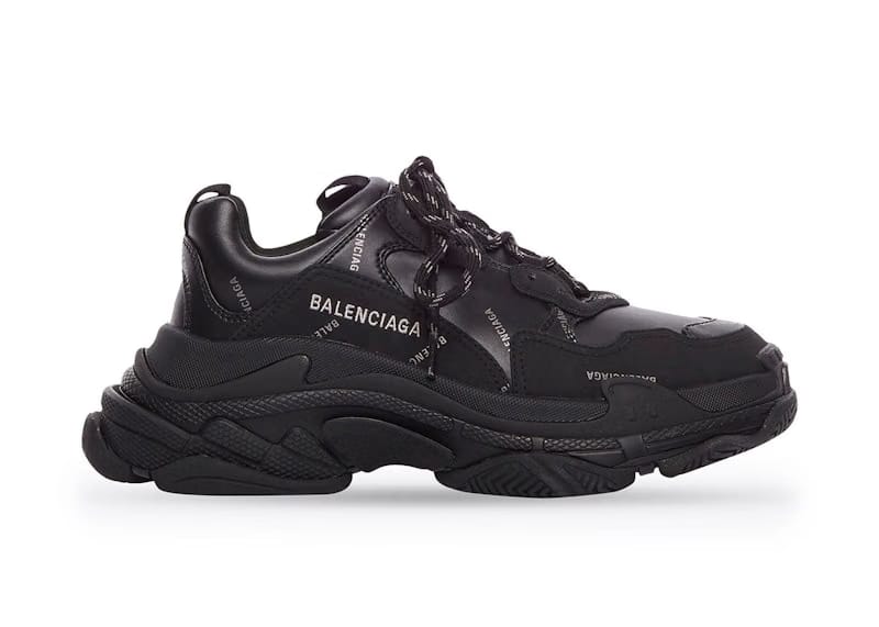 Balenciaga Triple S AllOver Logo Black Grey Leather Free