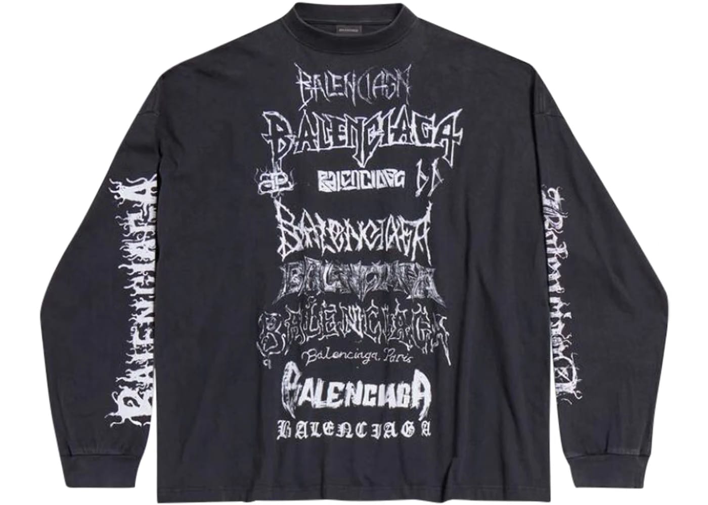 Balenciaga DIY Metal Longsleeve Medium Fit T-Shirt Black/White