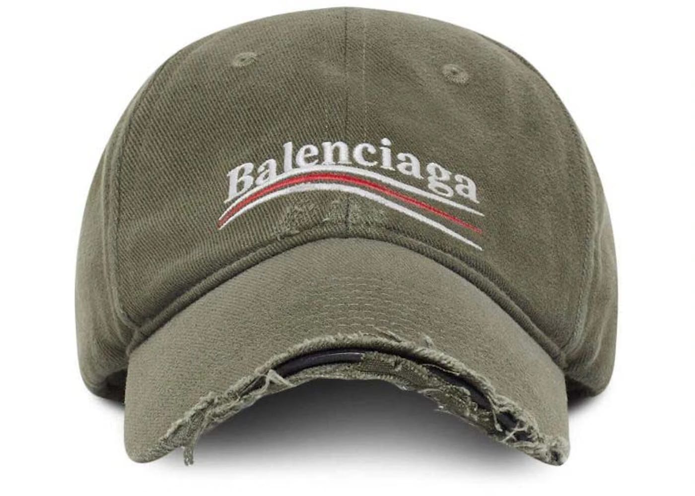 Balenciaga Political Campaign Distressed Cap Khaki/Multi