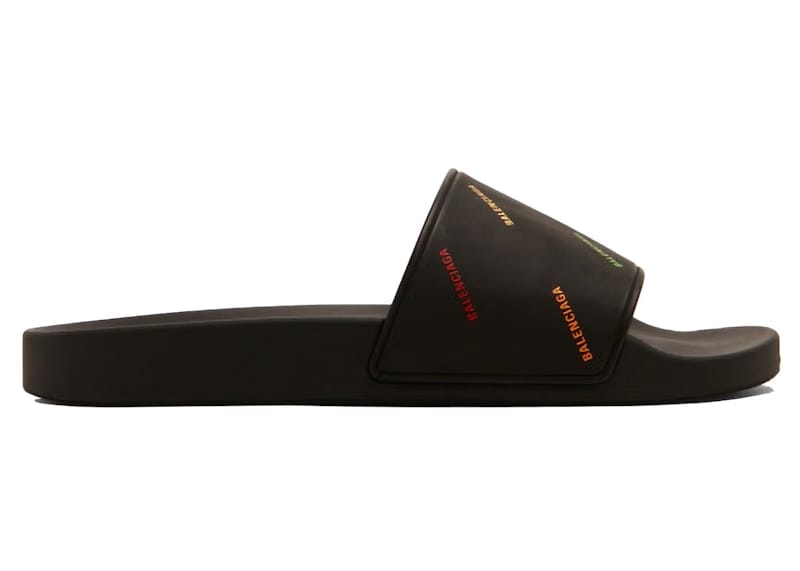 Balenciaga Pride Pool Slides Black White Multi