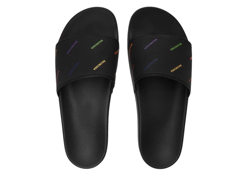 Balenciaga Pride Pool Slides Black White Multi