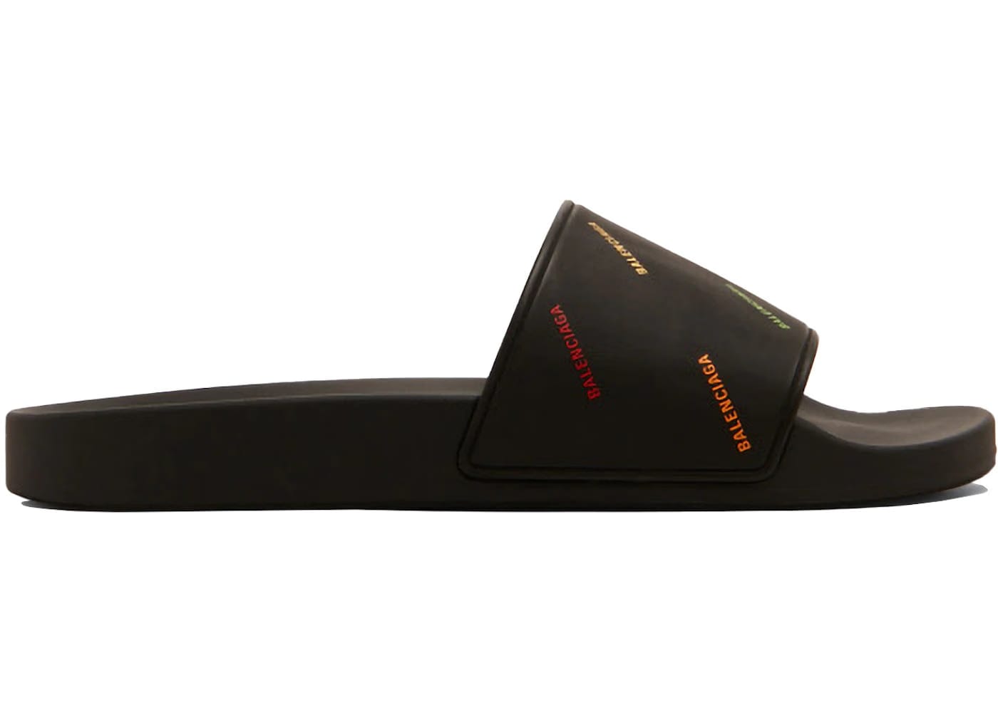 Balenciaga Pride Pool Slides Black White Multi