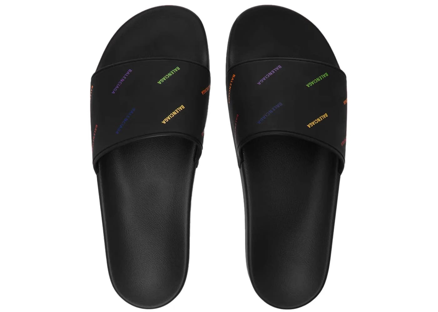 Balenciaga Pride Pool Slides Black White Multi