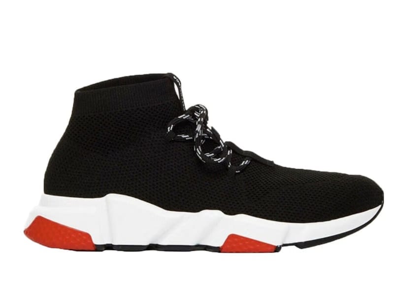 Balenciaga Speed Trainer Lace Up Black Black White Red