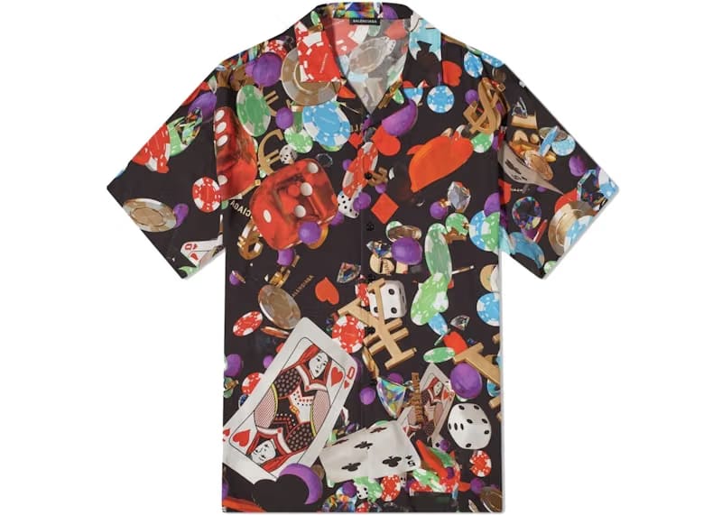 Balenciaga Oversized Fit Casino Button Up Shirt Multicolor