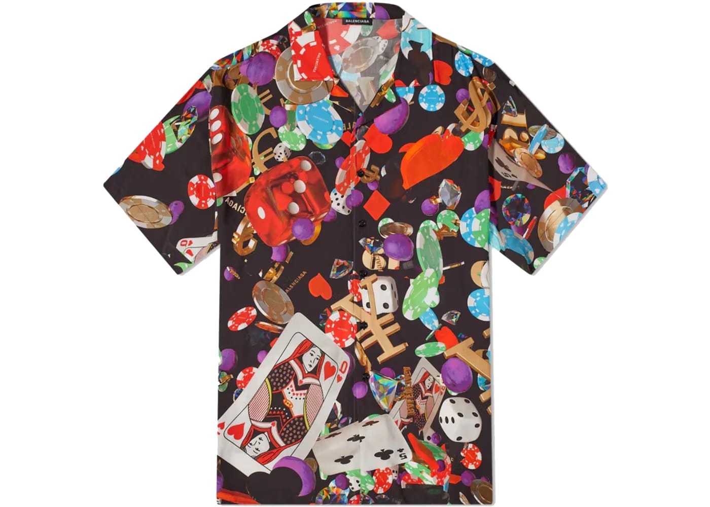 Balenciaga Oversized Fit Casino Button Up Shirt Multicolor