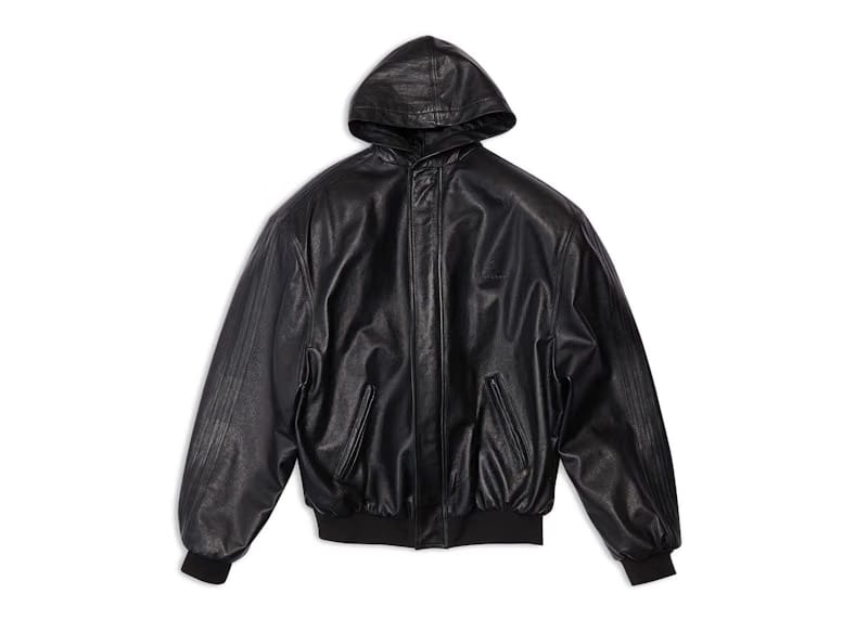 Balenciaga x adidas Leather Hooded Blouson Black