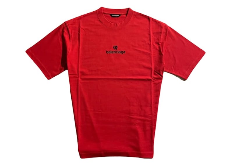 Balenciaga Sponsor Logo Small Fit T-Shirt Red