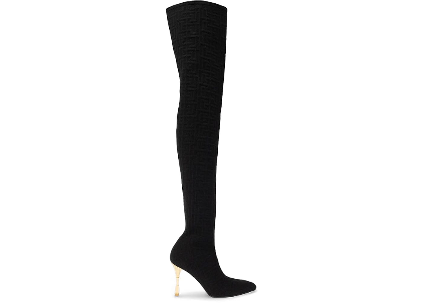 Balmain Monogram Moneta Mesh Thigh Boots Black (Women's)