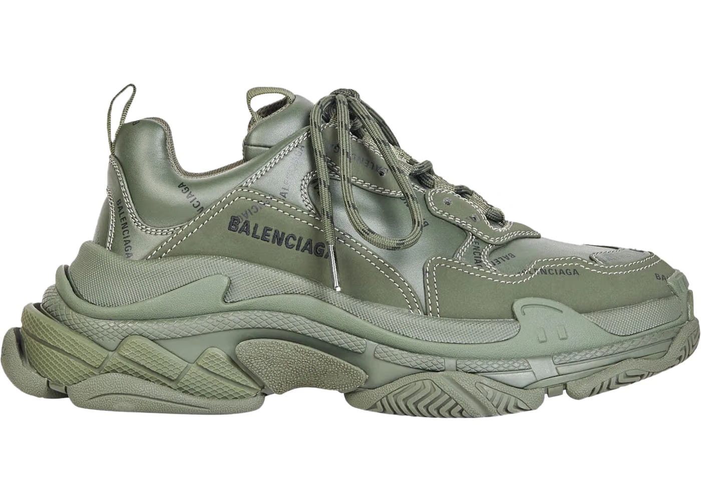 Balenciaga All Over Logo Triple S Green Black