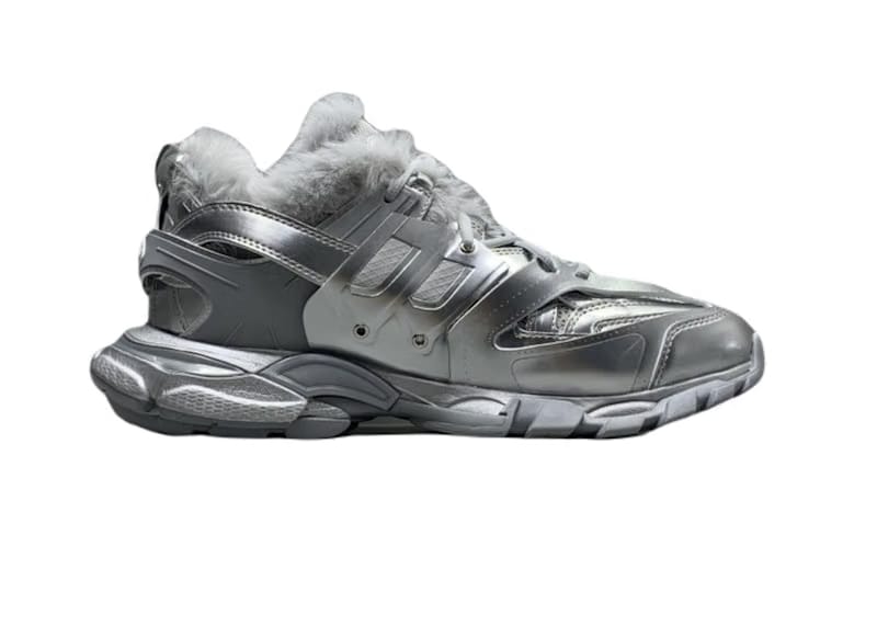 Balenciaga Track Faux Fur Silver