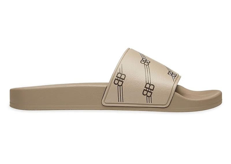 Balenciaga Monogram Slides Light Brown Black