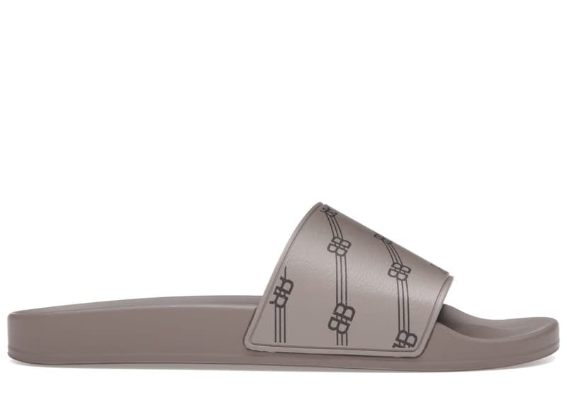 Balenciaga Monogram Slides Light Brown Black