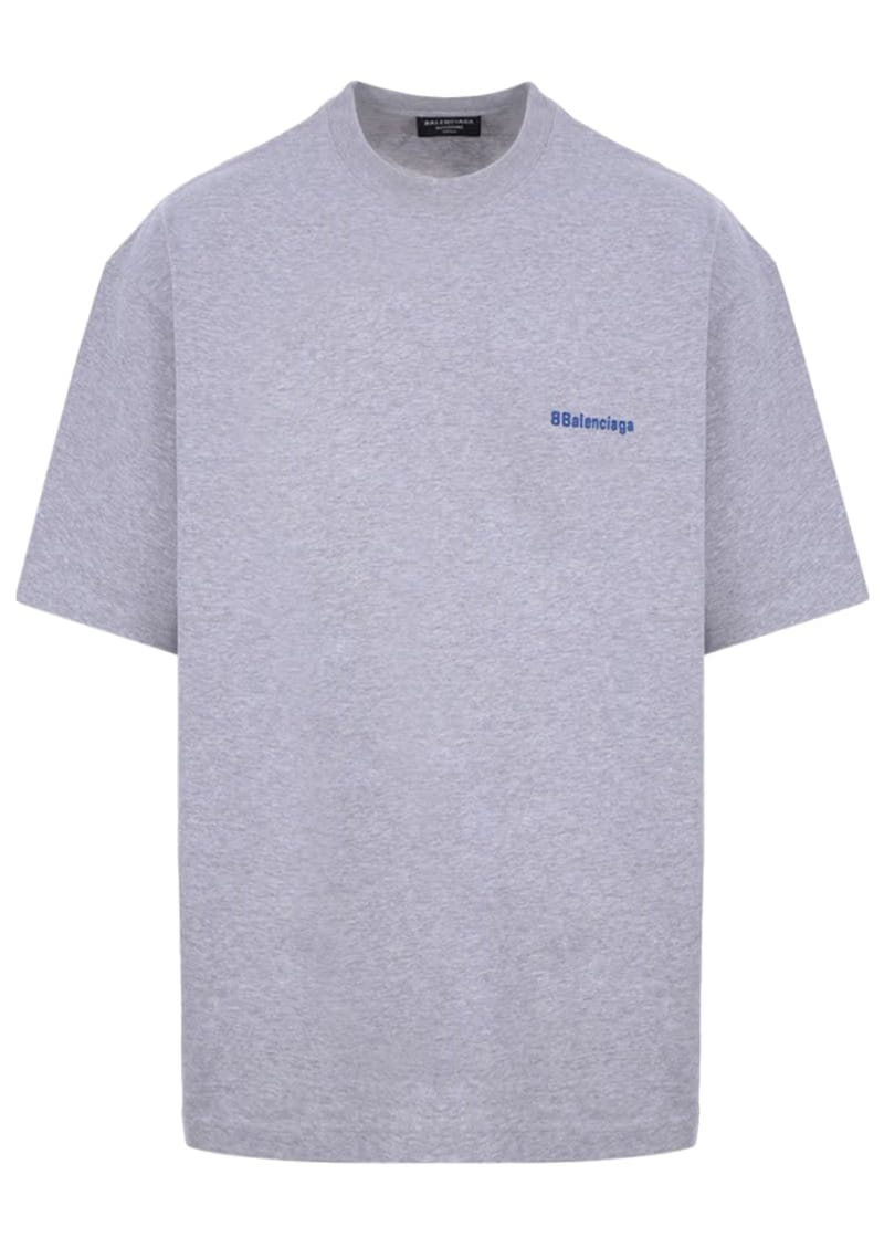 Balenciaga BB Text Logo Print Oversized T-Shirt Grey/Blue