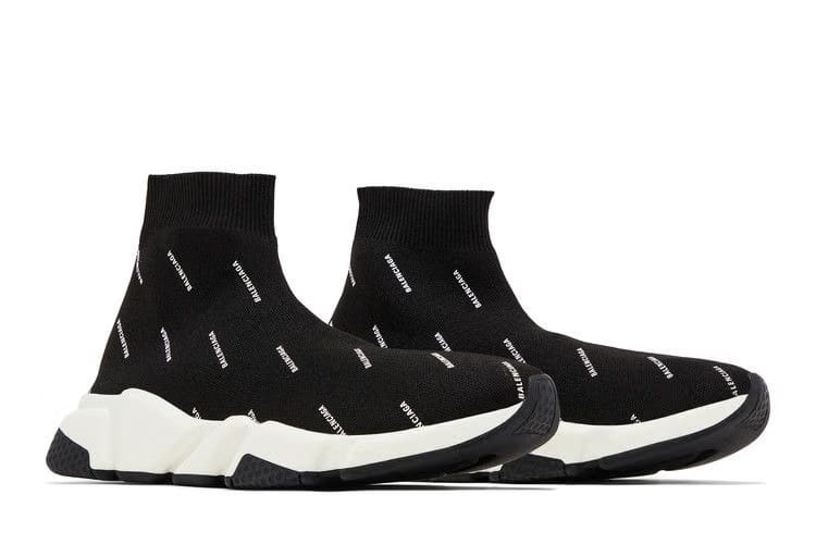 Balenciaga Speed Trainer Logo Print Black White 2020 (Women's)