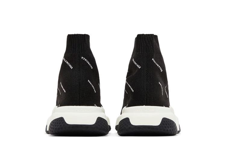 Balenciaga Speed Trainer Logo Print Black White 2020 (Women's)