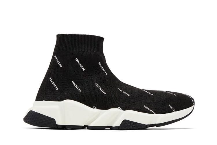 Balenciaga Speed Trainer Logo Print Black White 2020 (Women's)