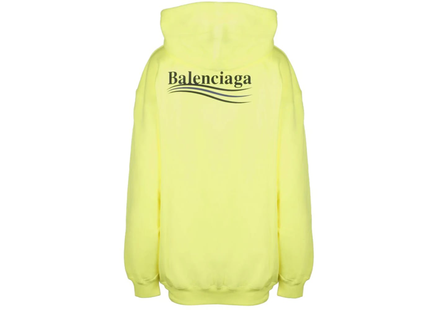 Balenciaga Womens Political Campaign Medium Fit Hoodie Fluo Yellow Black