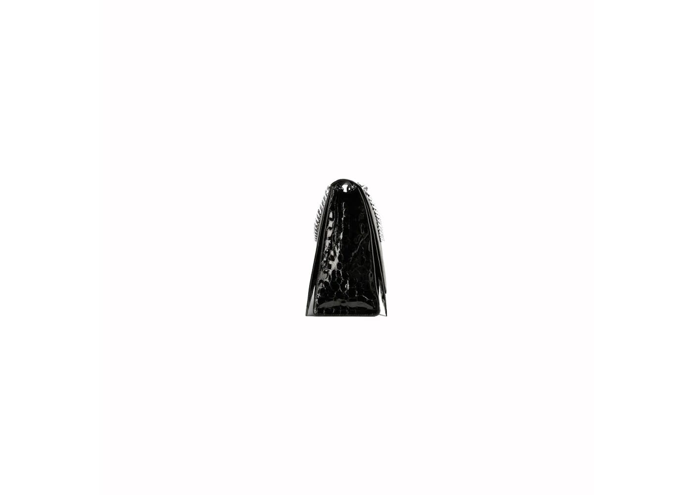 Balenciaga Womens Crush Large Chain Crocodile Embossed Bag Black