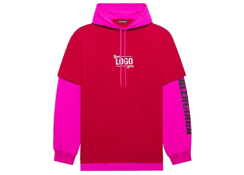 Balenciaga Your Logo Here Hooded T-Shirt Raspberry/White