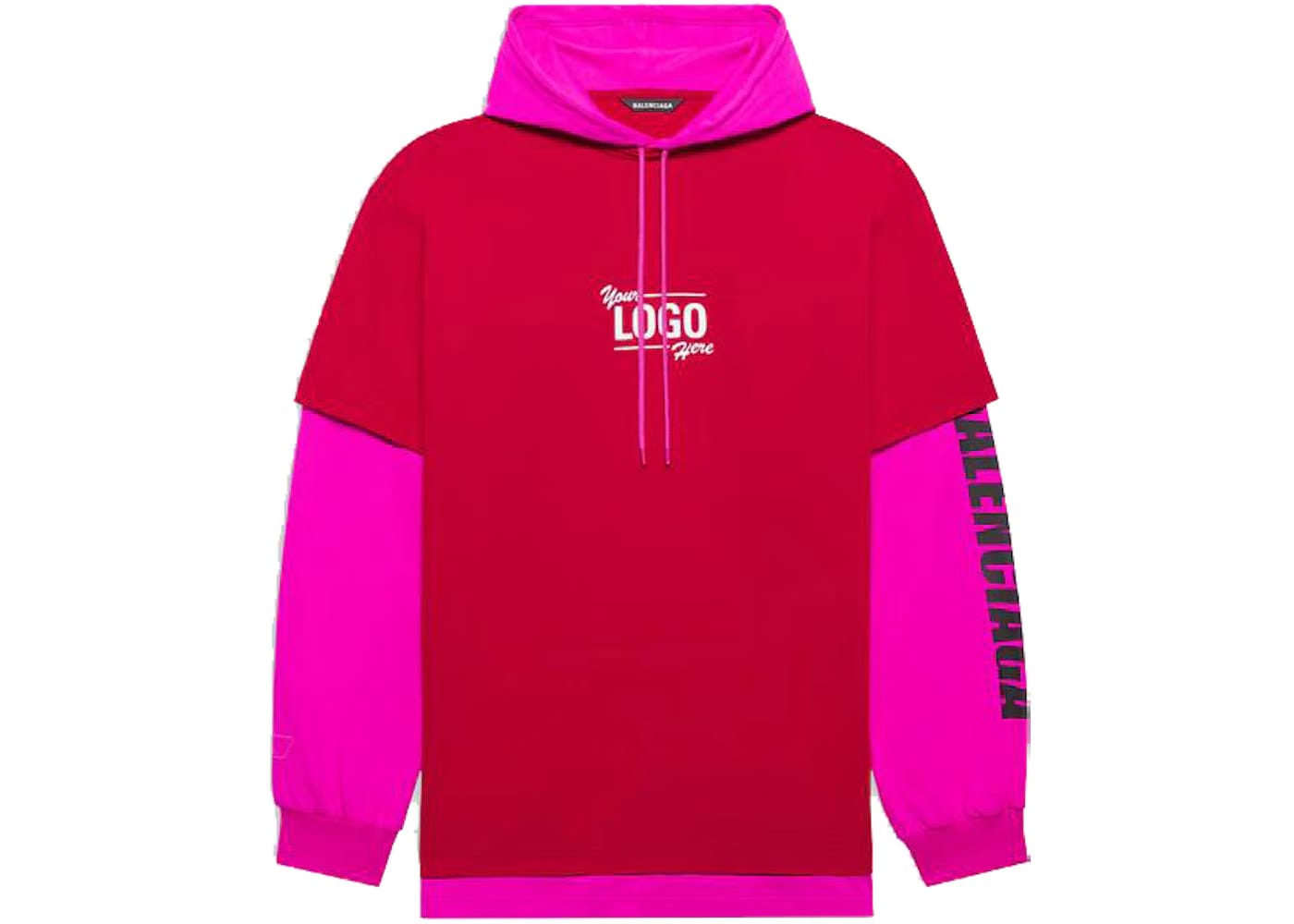Balenciaga Your Logo Here Hooded T-Shirt Raspberry/White