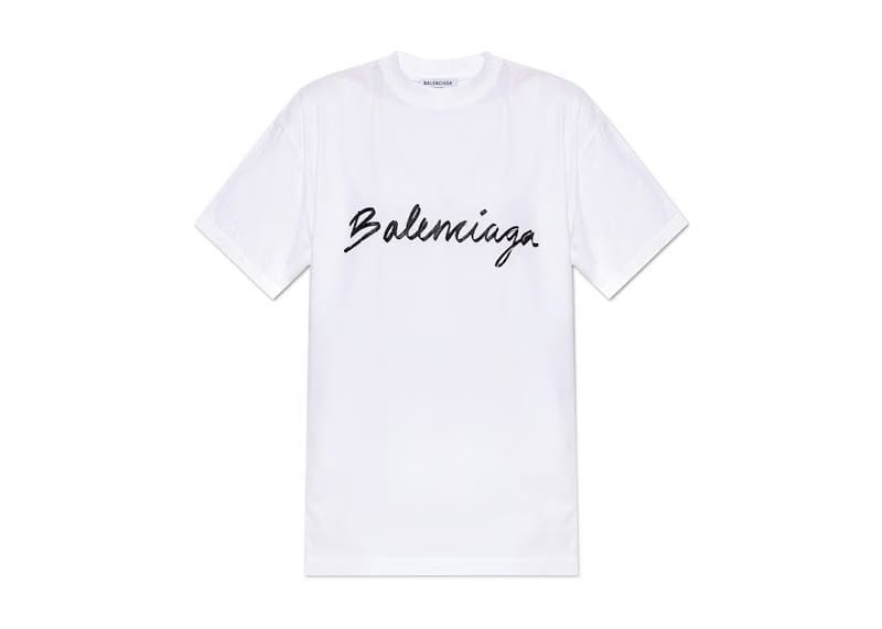 Balenciaga Women's Script Logo T-Shirt White/Black