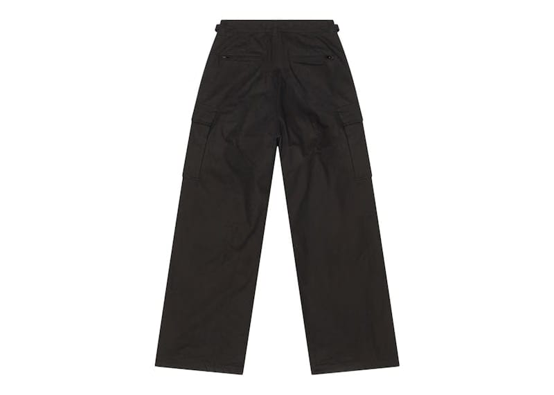 Balenciaga Cotton Ripstop Pulled Cargo Large Fit Pants Black