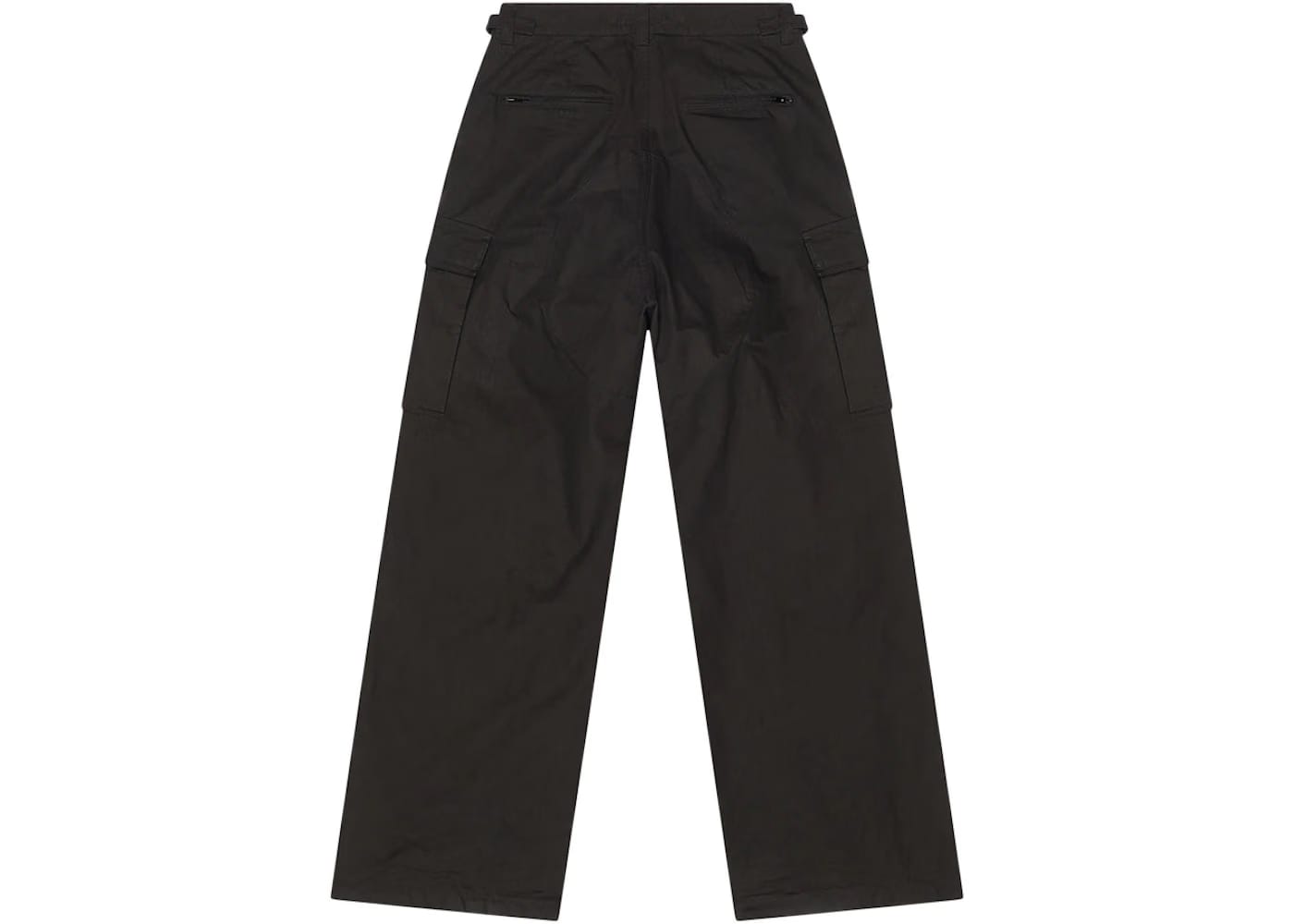 Balenciaga Cotton Ripstop Pulled Cargo Large Fit Pants Black