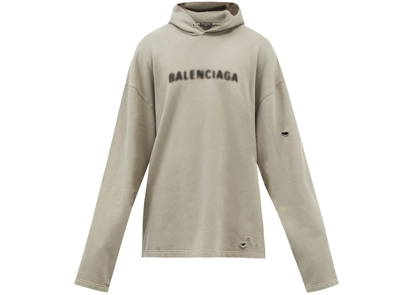 Balenciaga Distressed Blurry Logo Hoodie Grey