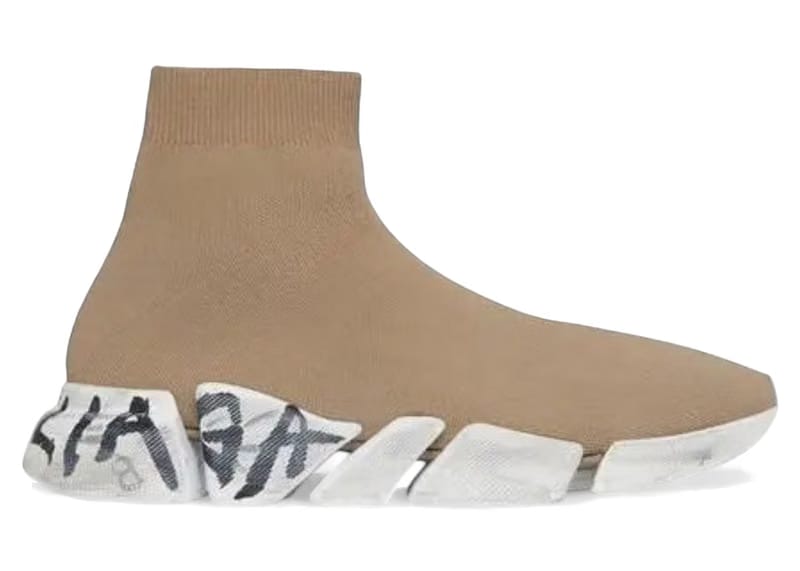 Balenciaga Speed 2.0 Worn-Out Graffiti Dark Beige