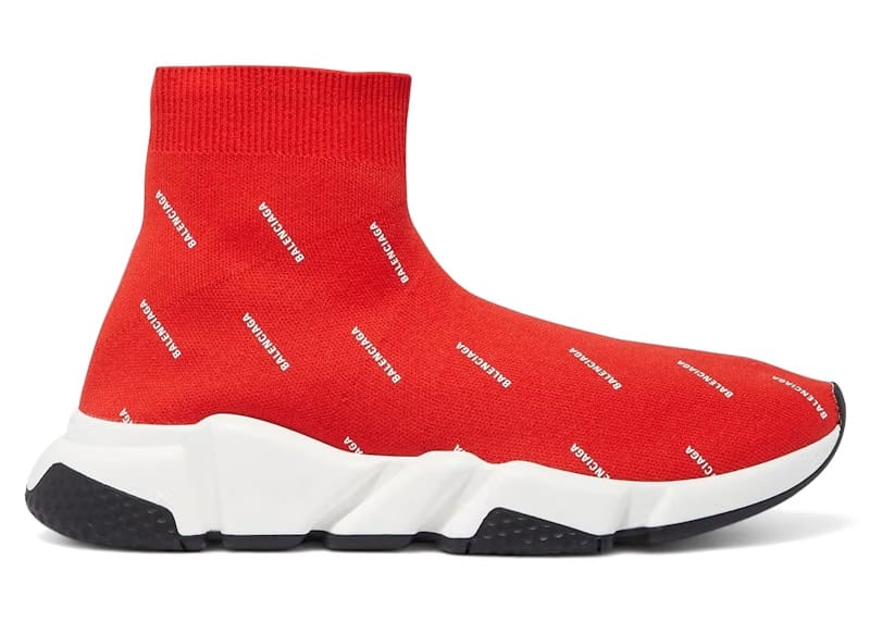 Balenciaga Speed Trainer Logo Print Red White