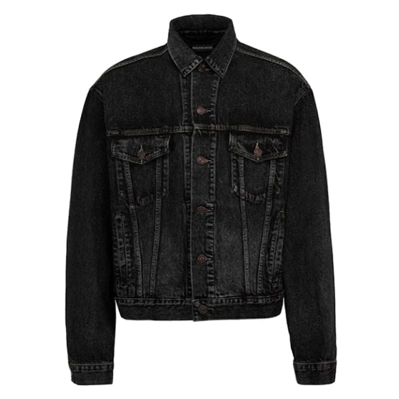 Balenciaga Logo Denim Jacket Black