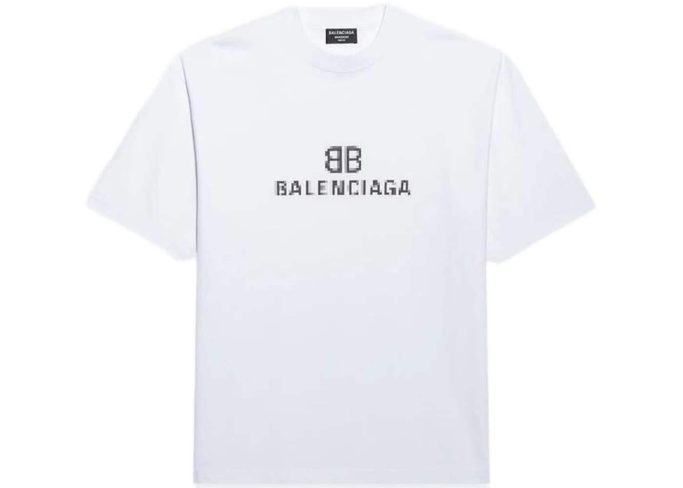 Balenciaga Mens BB Pixel Medium Fit T-Shirt White