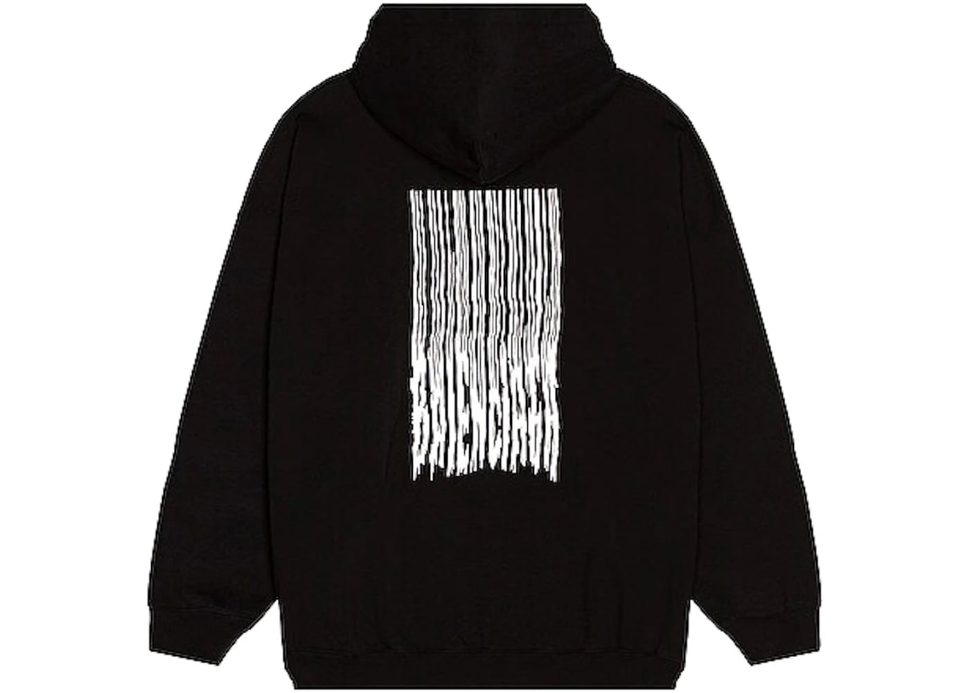 Balenciaga Women Barcode Logo Cotton Hoodie Black
