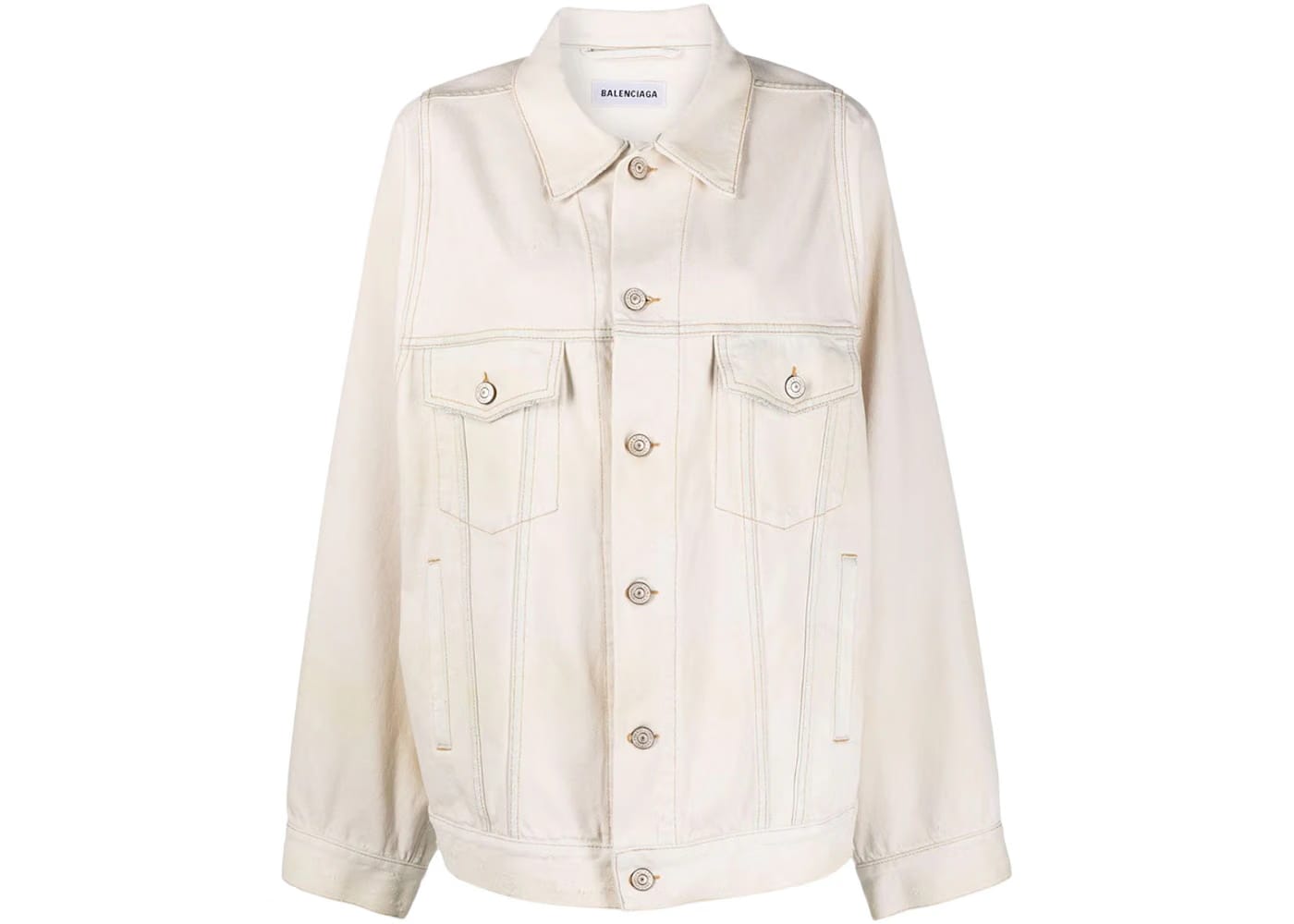 Balenciaga Drop Shoulder Oversized Sleeve Denim Jacket Light Beige